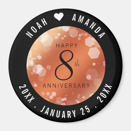 Elegant 8th Bronze Wedding Jubileum Celebration Magneet (Voorkant)