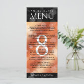 Elegant 8th Bronze Wedding Jubileum Celebration Menu (Staand voorkant)