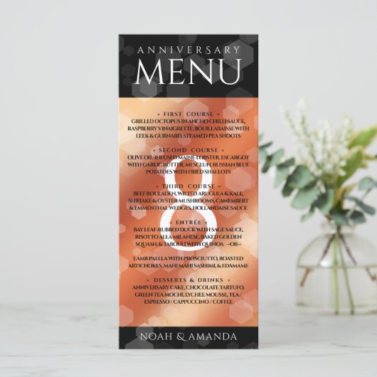 Elegant 8th Bronze Wedding Jubileum Celebration Menu (Staand voorkant)