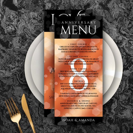 Elegant 8th Bronze Wedding Jubileum Celebration Menu