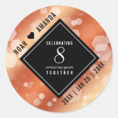 Elegant 8th Bronze Wedding Jubileum Celebration Ronde Sticker (Voorkant)