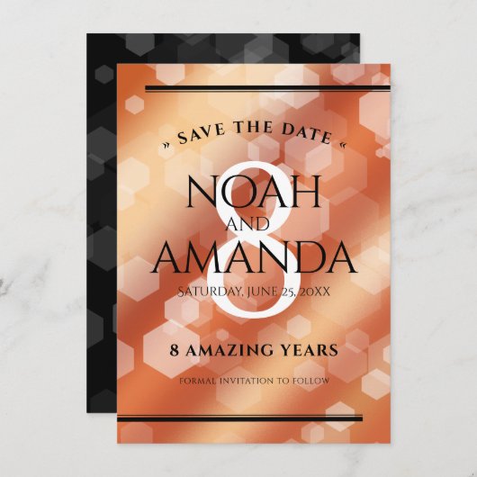 Elegant 8th Bronze Wedding Jubileum Celebration Save The Date (Voorkant / Achterkant)