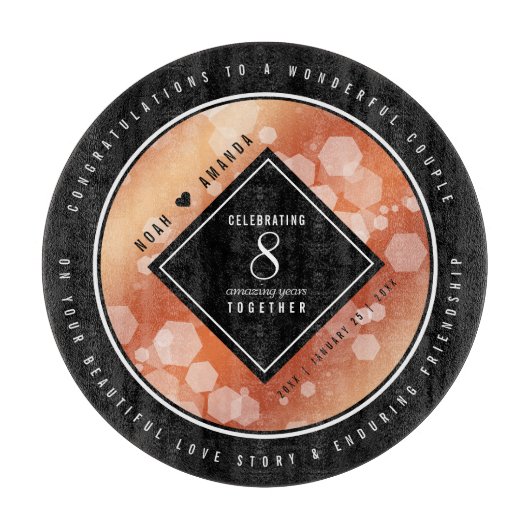 Elegant 8th Bronze Wedding Jubileum Celebration Snijplank (Voorkant)