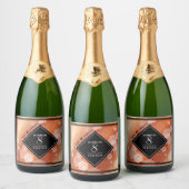 Elegant 8th Bronze Wedding Jubileum Celebration Sparkling Wijnetiket (Flessen)
