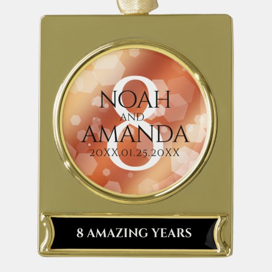 Elegant 8th Bronze Wedding Jubileum Celebration Verguld Banner Ornament (Voorkant)