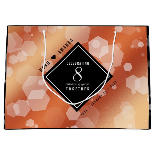 Elegant 8th Bronze Wedding Jubileum Groot Cadeauzakje (Voorkant)