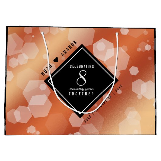 Elegant 8th Bronze Wedding Jubileum Groot Cadeauzakje (Achterkant)