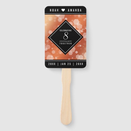 Elegant 8th Bronze Wedding Jubileum Handwaaier (Voorkant)