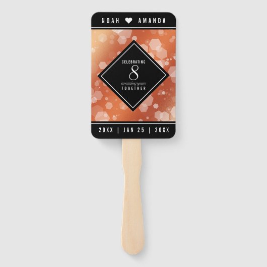 Elegant 8th Bronze Wedding Jubileum Handwaaier (Achterkant)