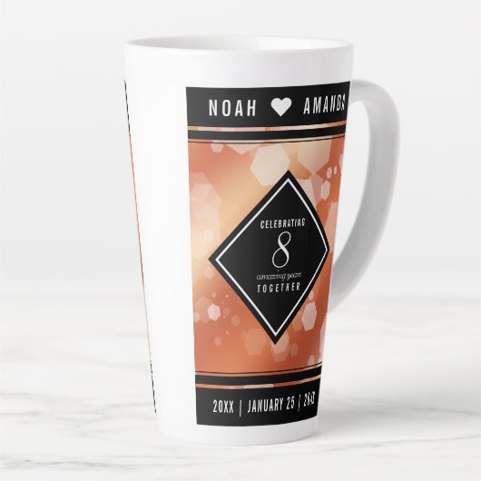 Elegant 8th Bronze Wedding Jubileum Latte Mok (Rechterhoek)