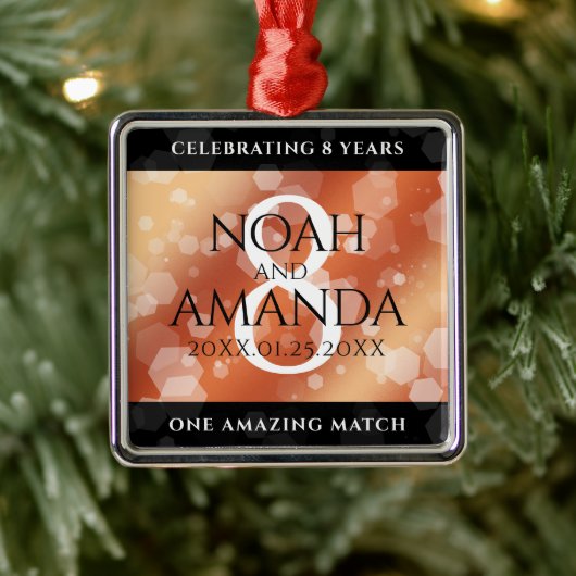 Elegant 8th Bronze Wedding Jubileum Metalen Ornament (Boom)