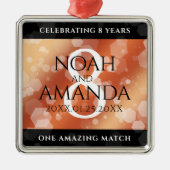 Elegant 8th Bronze Wedding Jubileum Metalen Ornament (Voorkant)