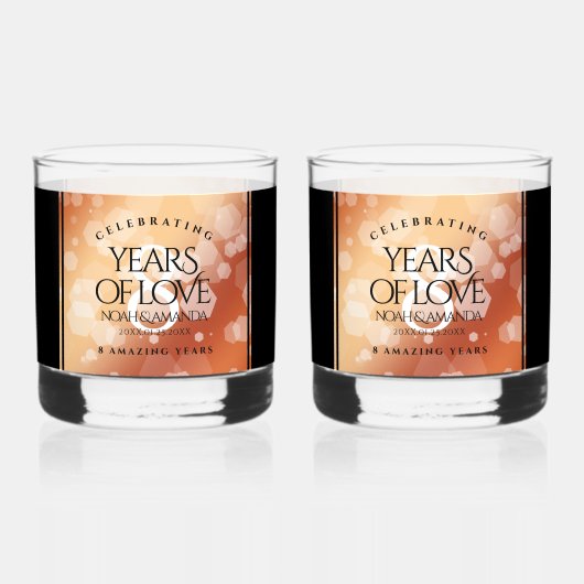 Elegant 8th Bronze Wedding Jubileum Whisky Glas (Voorkant)