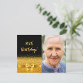 Elegant 90e verjaardag uitnodiging zwarte gouden f (Staand voorkant)