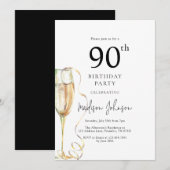 Elegant 90ste verjaardagsfeest kaart (Voorkant / Achterkant)