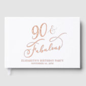 Elegant 90ste verjaardagsfeest Roos Gold Gastenboek (Voorkant)