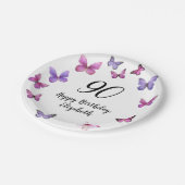 Elegant 90th Birthday Butterflies Custom Name Papieren Bordje (Gekanteld)