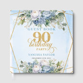 Elegant 90th Birthday Dusty Blue Greenery Frame Gastenboek (Voorkant)