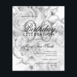 Elegant 90th Birthday Floral Silver White Invite Flyer<br><div class="desc">Elegant 90th Birthday Party Floral Silver & White uitnodiging sjabloon.</div>