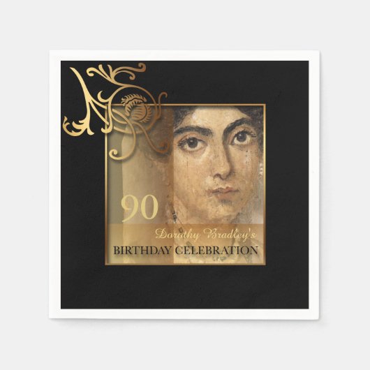 Elegant 90th Birthday-fotopapier Napkins Servet (Voorkant)