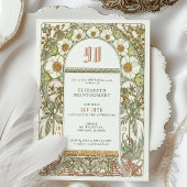Elegant 90th Birthday Invitation Art Nouveau Mucha Kaart