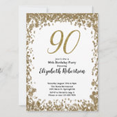 Elegant 90th Birthday Invitation For Her in Gold Kaart (Voorkant)