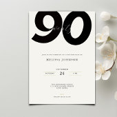 Elegant 90th Birthday Invitation - Minimal Style Kaart
