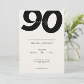 Elegant 90th Birthday Invitation - Minimal Style Kaart (Staand voorkant)