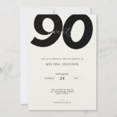 Elegant 90th Birthday Invitation - Minimal Style Kaart (Voorkant)