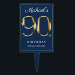 Elegant 90th Birthday Navy Blue Solid Gold Text Cake Topper<br><div class="desc">Elegant 90th Birthday Navy Blue Solid Gold Text Cake Topper. Eenvoudig, maar stijlvol verjaardagsthema met de mijlpaal van het geboortejaar in massief gouden tekst-effect! Een elegant ontwerp voor elk geslacht, man of vrouw. Zeker een stevige manier om je verjaardagsmijlpaal te vieren! Bekijk het collectie voor het coördineren van items die...</div>