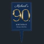 Elegant 90th Birthday Navy Blue Solid Gold Text Cake Topper<br><div class="desc">Elegant 90th Birthday Navy Blue Solid Gold Text Cake Topper. Eenvoudig, maar stijlvol verjaardagsthema met de mijlpaal van het geboortejaar in massief gouden tekst-effect! Een elegant ontwerp voor elk geslacht, man of vrouw. Zeker een stevige manier om je verjaardagsmijlpaal te vieren! Bekijk het collectie voor het coördineren van items die...</div>