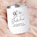 Elegant 90th Birthday Party<br><div class="desc">Ninety & Fabulous - Toast op een goed geleefd leven! Elegante thermische wijntuimelaar voor haar 90ste verjaardagsfeestje met "90 & Fabulous" in een stijlvol kalligrafiescript en haar naam in eenvoudige moderne typografie.</div>