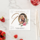 Elegant 90th Birthday Party Floral Botanical Photo Servet (Insitu)