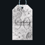 Elegant 90th Birthday Party Floral Silver White Cadeaulabel<br><div class="desc">Elegant 90e verjaardag Floral Silver & White sjabloon.</div>