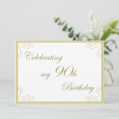 Elegant 90th Birthday Party Invitation Kaart (Staand voorkant)
