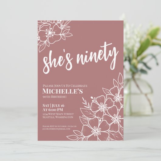 Elegant 90th Birthday Party Kaart (Staand voorkant)