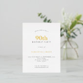 Elegant 90th Birthday Party Luxury Real Folie Uitnodiging Briefkaart (Staand Voorkant)