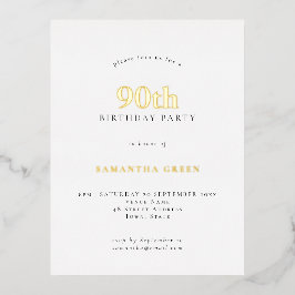 Elegant 90th Birthday Party Luxury Real Folie Uitnodiging Briefkaart