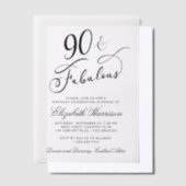 Elegant 90th Birthday Party Vellum Uitnodigingen (Offset)