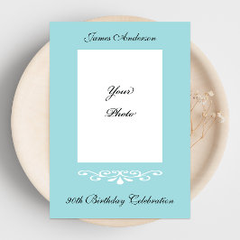 Elegant 90th Birthday Photo Invitation Kaart