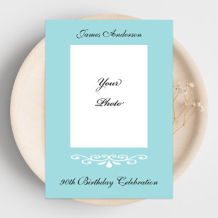 Elegant 90th Birthday Photo Invitation Kaart