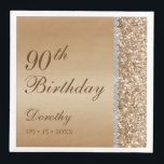 Elegant 90th Birthday Servet<br><div class="desc">Deze elegante en luxueuze goudglitter en diamantzijdige diners zijn perfect voor je feest. Hun chic- en moderne lettertypen zijn helder en helder en maken ze uniek en eenvormig,  net zoals je geliefde.</div>