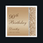 Elegant 90th Birthday Servet<br><div class="desc">Deze elegante en luxueuze goudglitter en diamantzijdige cocktailservetten zijn perfect voor je feest. Hun chic- en moderne lettertypen zijn helder en helder en maken ze uniek en eenvormig,  net zoals je geliefde.</div>