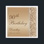 Elegant 90th Birthday Servet<br><div class="desc">Deze elegante en luxueuze goudglitter en diamantzijdige cocktailservetten zijn perfect voor je feest. Hun chic- en moderne lettertypen zijn helder en helder en maken ze uniek en eenvormig, net zoals je geliefde.</div>