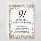 Elegant 91st Birthday Invitation Black and Gold  Kaart (Voorkant)