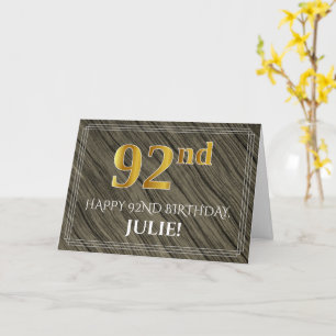Elegant 92e verjaardag: Faux Wood, Faux Gold Kijk Kaart