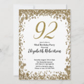 Elegant 92nd Birthday Invitation For Her in Gold Kaart (Voorkant)