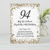 Elegant 94th Birthday Invitation Black and Gold  Kaart (Staand voorkant)