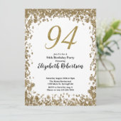Elegant 94th Birthday Invitation For Her in Gold Kaart (Staand voorkant)