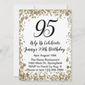 Elegant 95th Birthday Invitation For Her in Gold Kaart (Voorkant)
